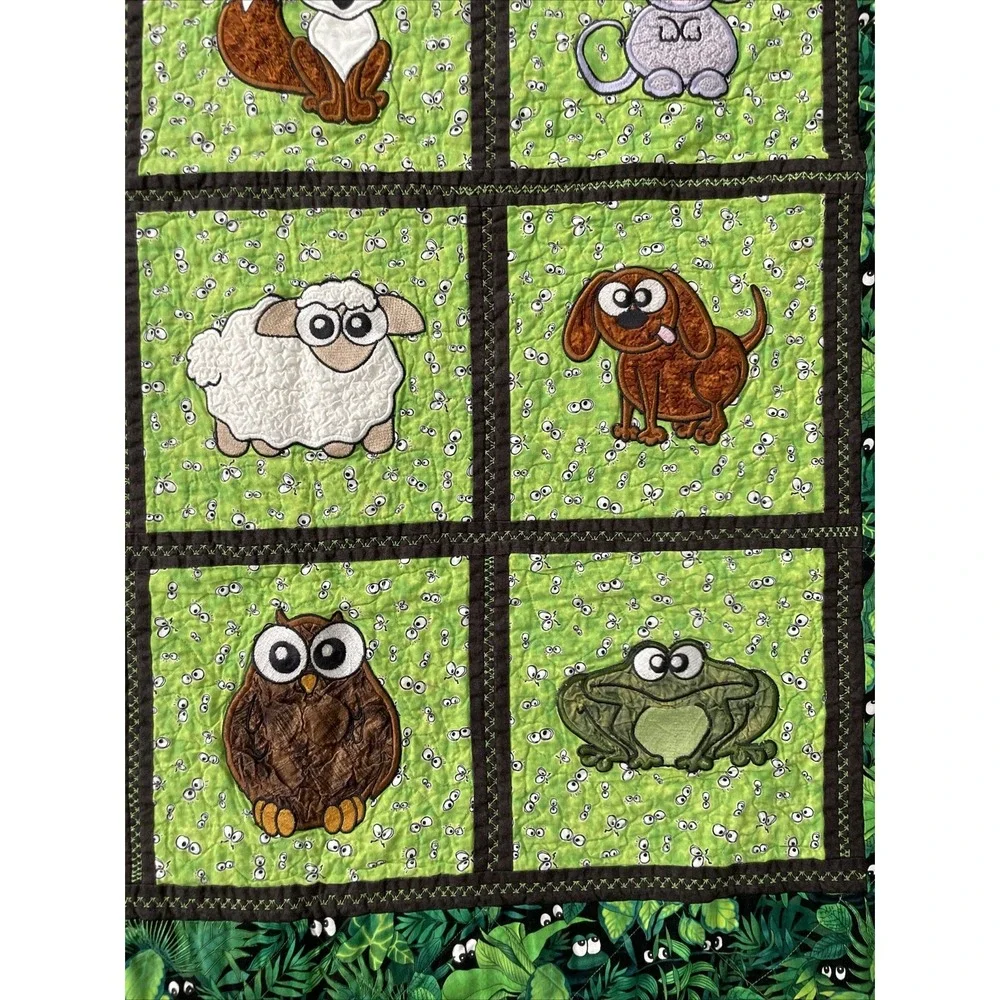 Woodland Animal Baby Quilt Handmade Lightweight Winsome Critters Crib 46x38